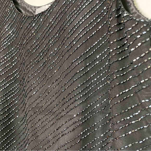 PAPELL BOUTIQUE Evening Adrianna Papell Beaded silk sleeveless top elegant S - Picture 6 of 11